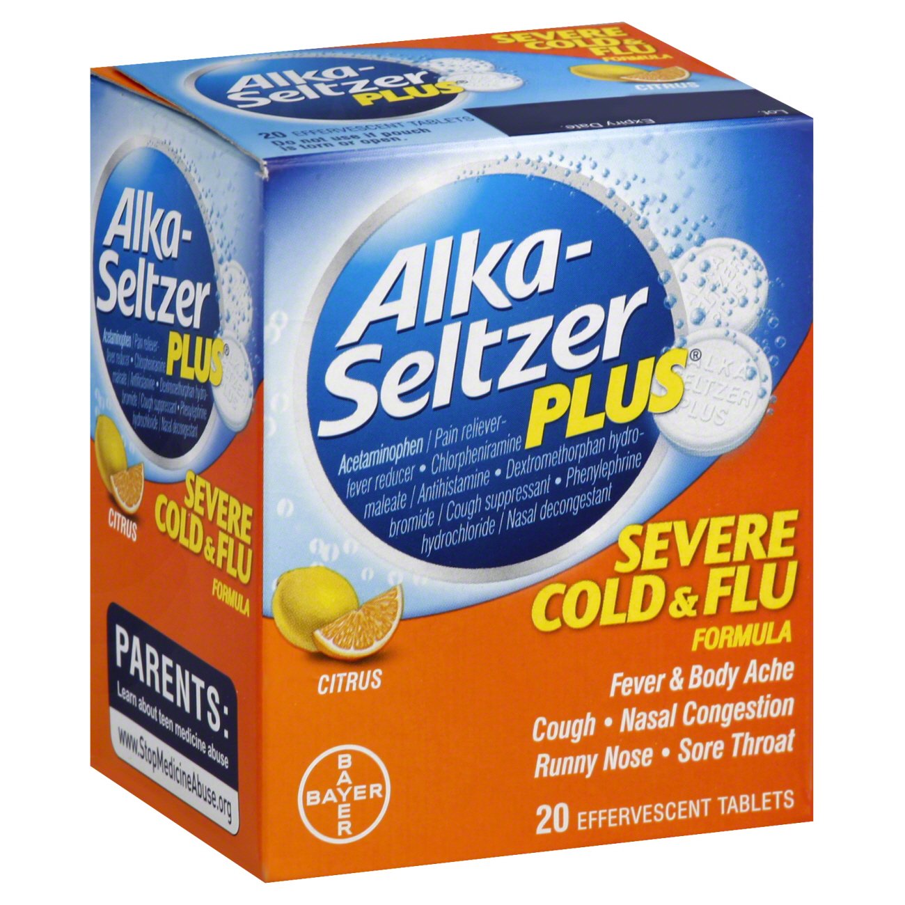 Alka-Seltzer Plus Severe Cold And Flu Formula Citrus Effervescent ...