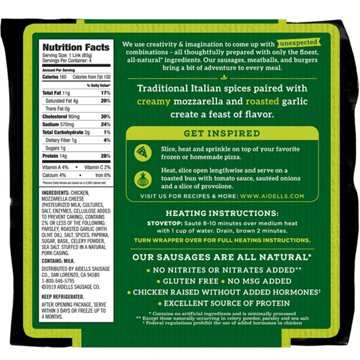Aidells Italian Style Smoked Chicken Sausage with Mozzarella Cheese, 4 ct