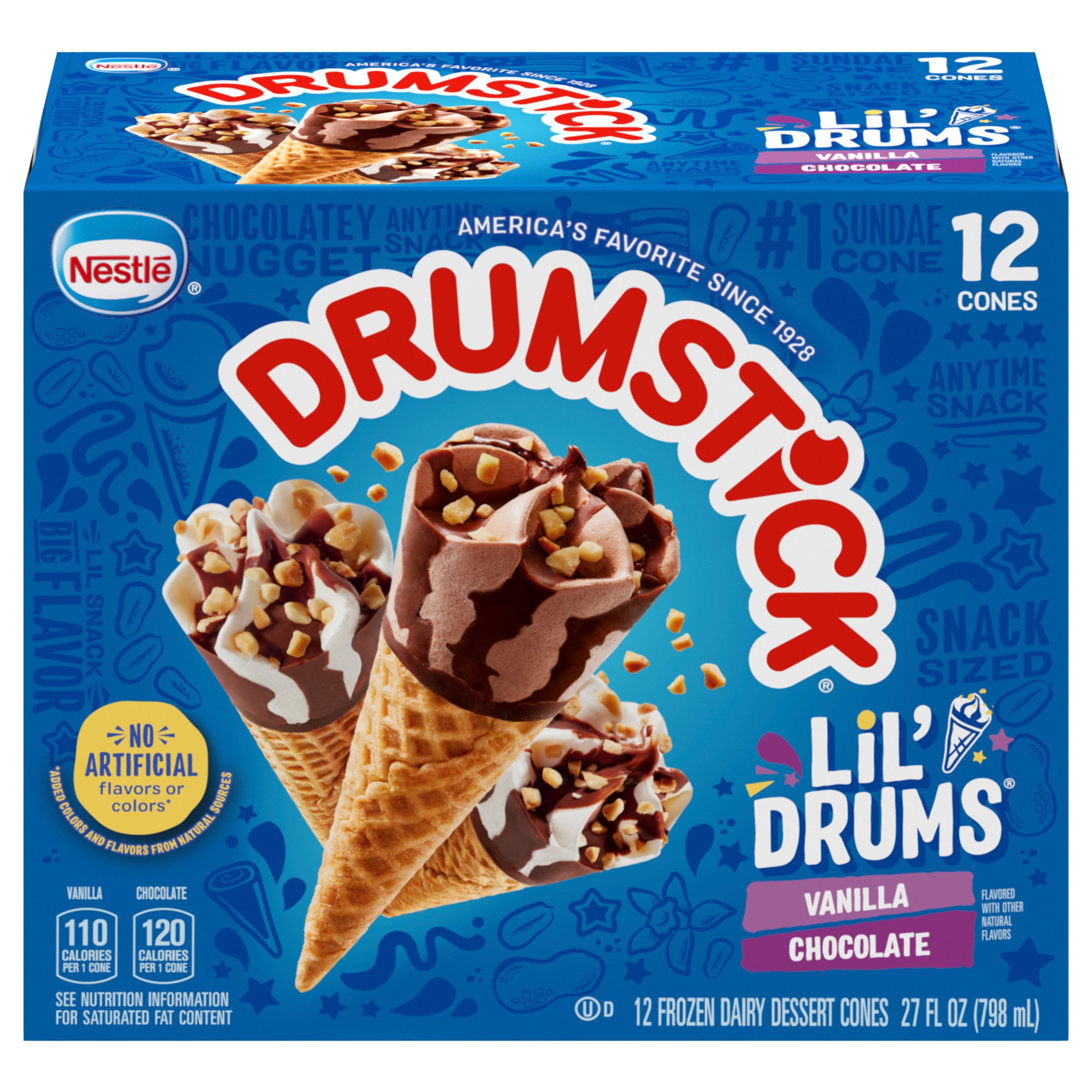 Drumstick Lil' Drums Vanilla & Chocolate with Chocolatey Swirls Snack