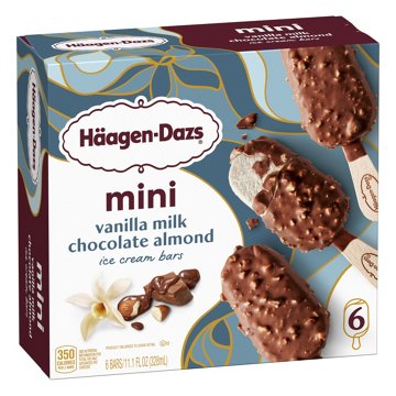 Häagen-Dazs Vanilla Milk Chocolate Almond Mini Ice Cream Bars, 6 ct