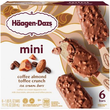 Haagen-Dazs Coffee Almond Toffee Crunch Snack Size Ice Cream Bars, 6 ct