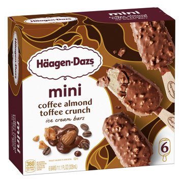Häagen-Dazs Coffee Almond Toffee Crunch Mini Ice Cream Bars, 6 ct