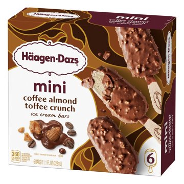 Häagen-Dazs Coffee Almond Toffee Crunch Mini Ice Cream Bars, 6 ct