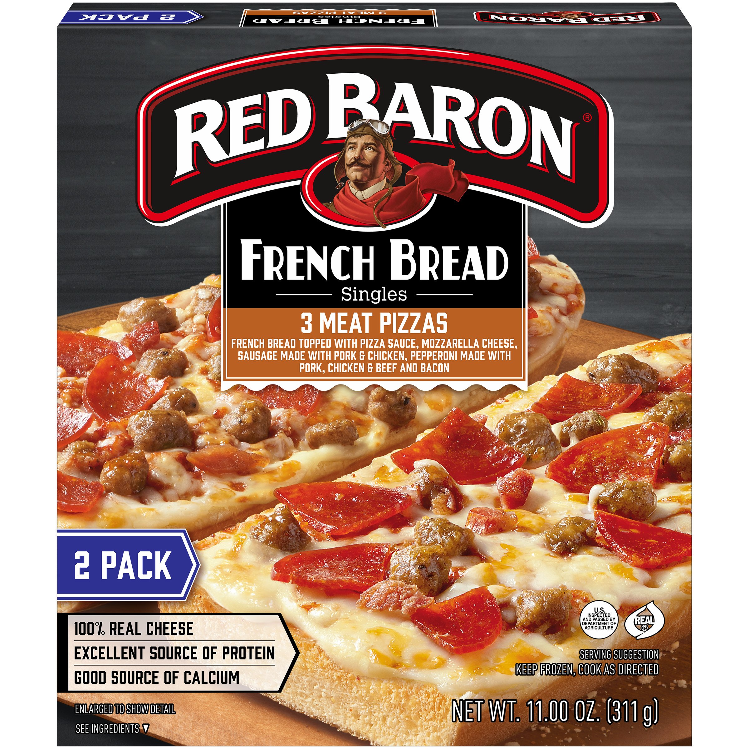 Red Baron French Bread Singles 3 Meat Pizzas - Shop Pizza At H-E-B