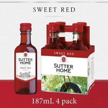 Sutter Home Sweet Red California Wine 4 pk Bottles, 187 mL