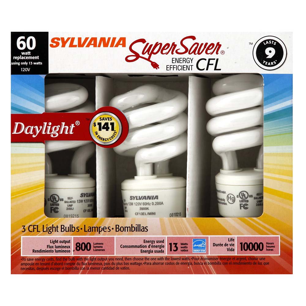 Sylvania Super Saver 60Watt Daylight CFL Light Bulbs Shop Light