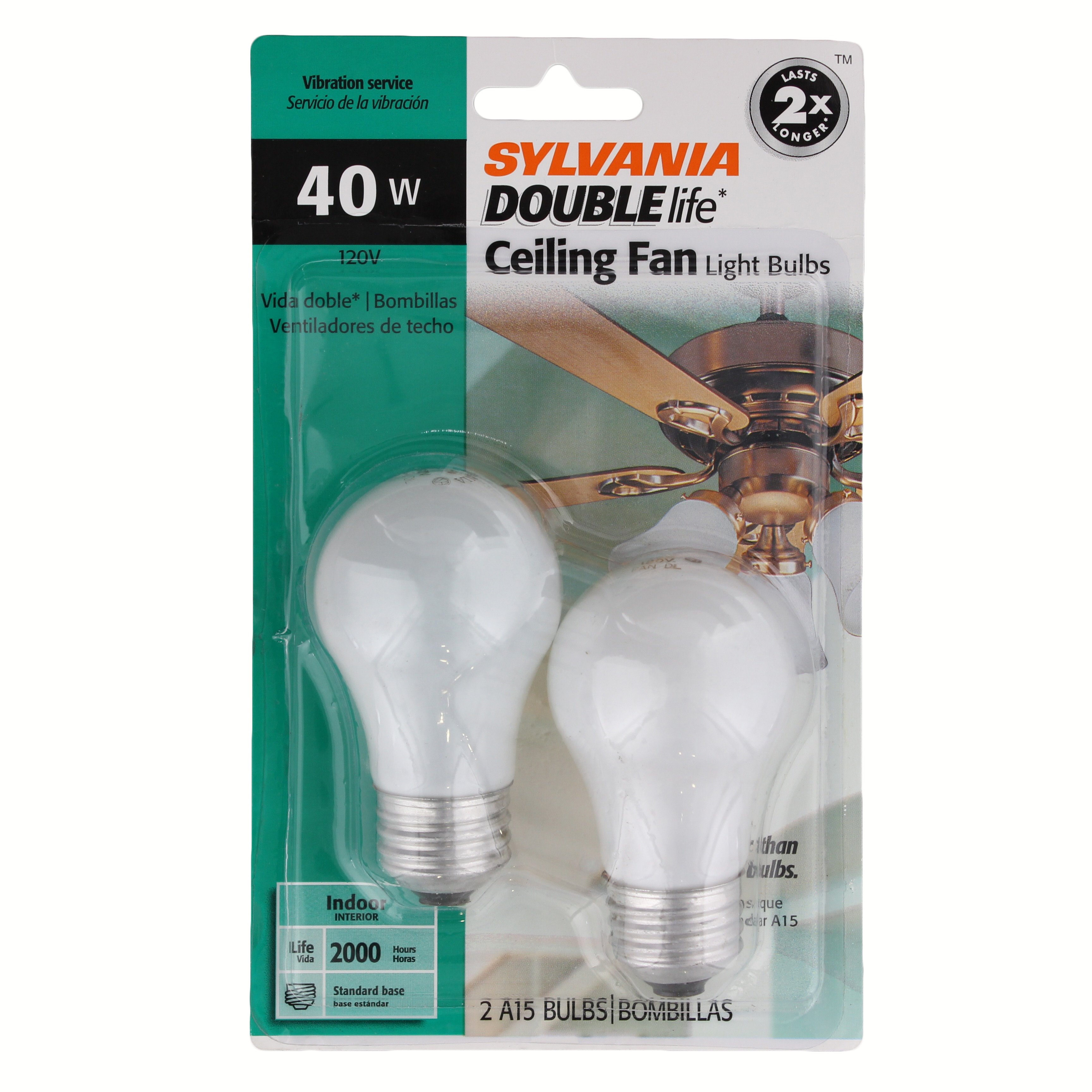 Sylvania 40-Watt Double Life A15 Incandescent Light Bulb (2-Pack) 11956 -  The Home Depot