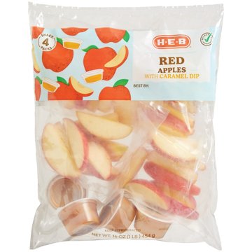 H-E-B Fresh Red Apple Slices with Caramel Dip, 4 ct