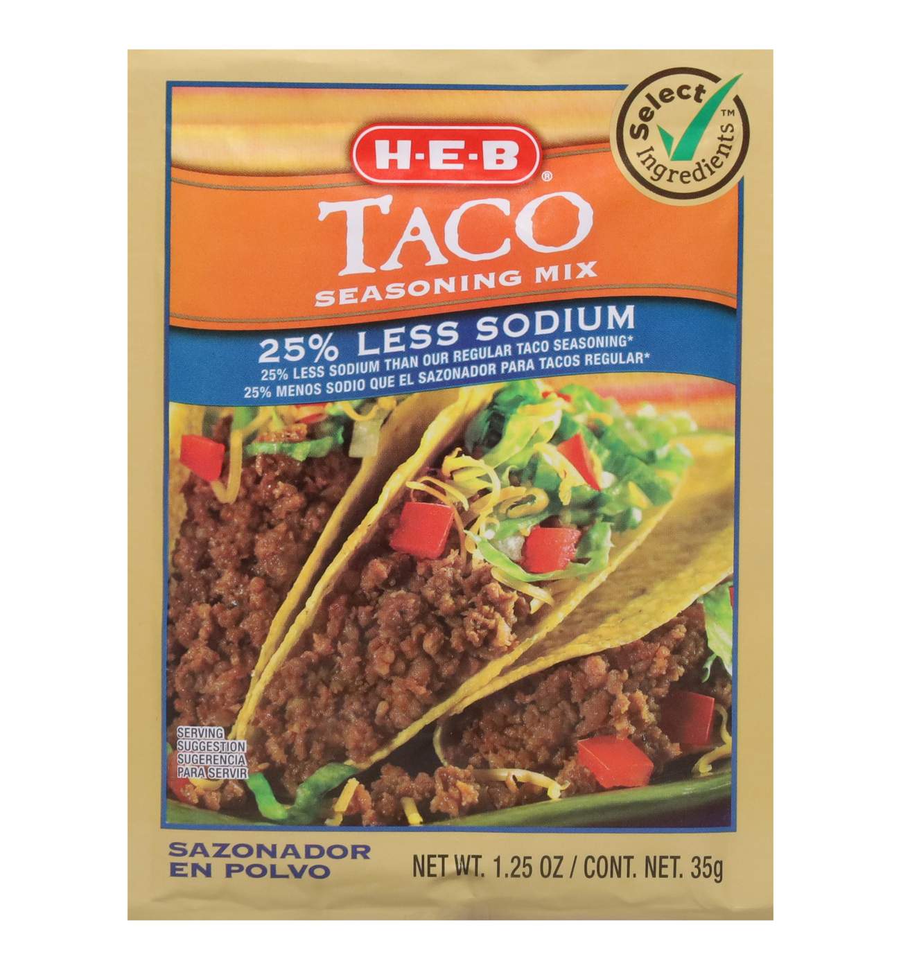 H-E-B Taco Seasoning Mix - 25% Less Sodium; image 1 of 4