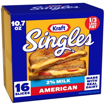 Kraft Singles Cheese Slices, 2% Milk Reduced Fat American Cheese