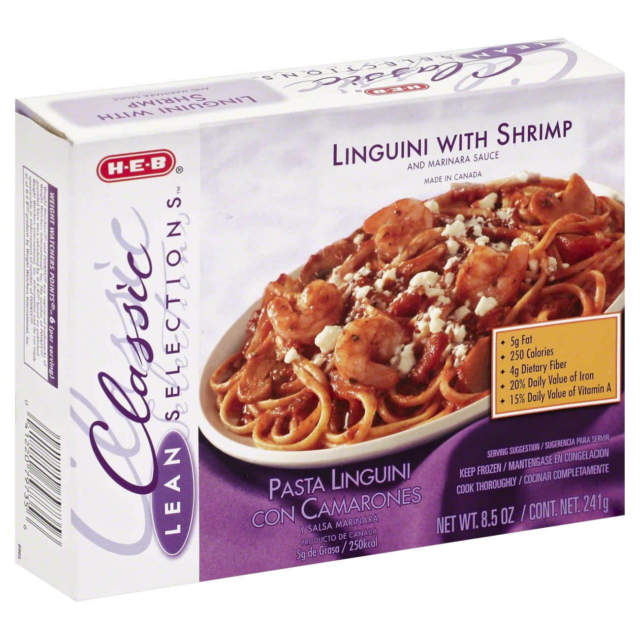 HEB Classic Lean Selections Linguini with Shrimp and Marinara Sauce