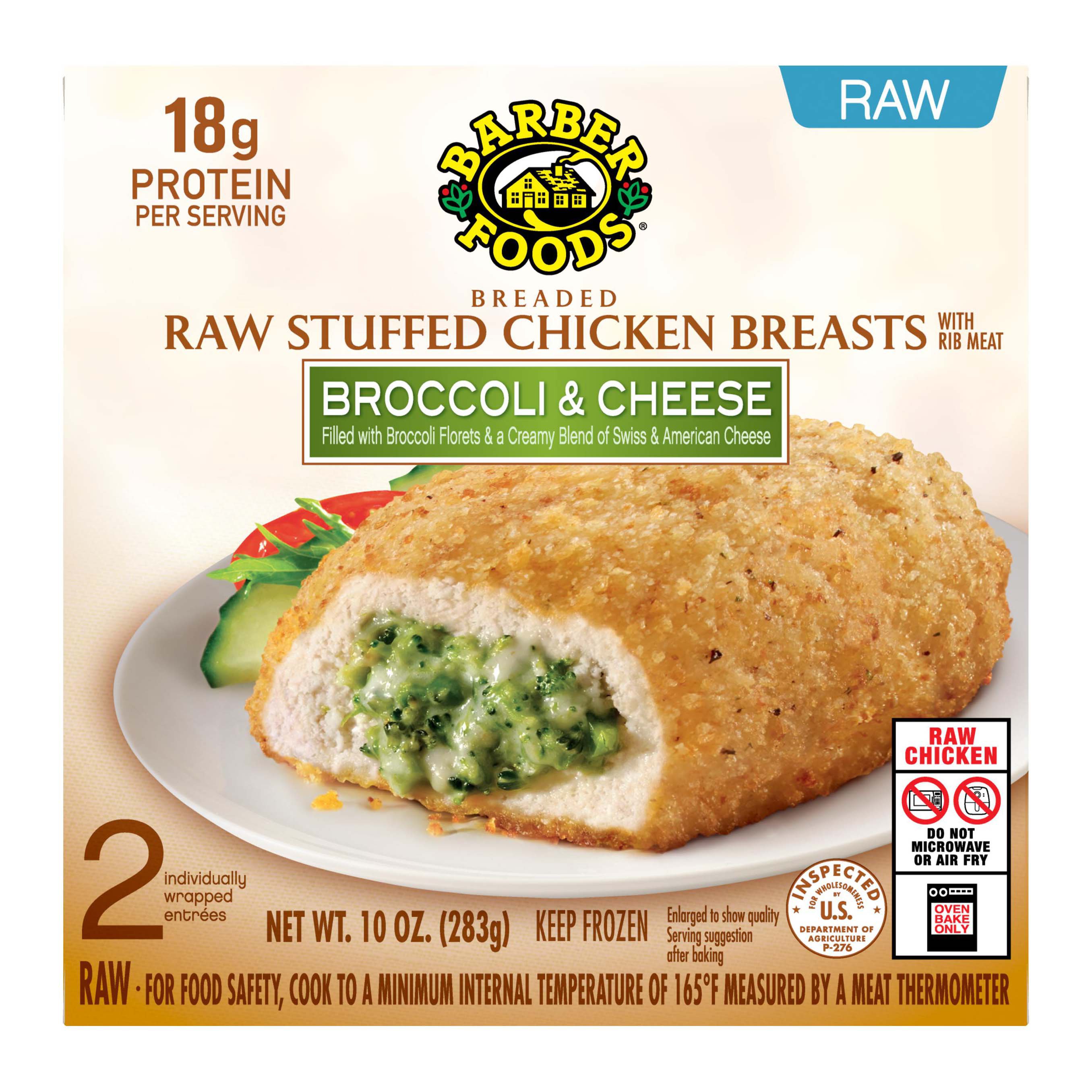 Barber Foods Breaded Raw Broccoli And Cheese Stuffed Chicken Breasts Shop Entrees Sides At H E B