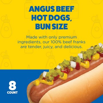 Ball Park Bun Length Hot Dogs, Angus Beef, 8 Count, 14 oz