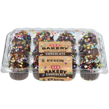 H-E-B Bakery Mini Cupcakes - Chocolate, 12 ct