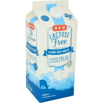 H-E-B Lactose Free 1% Low Fat Milk, 1/2 gal