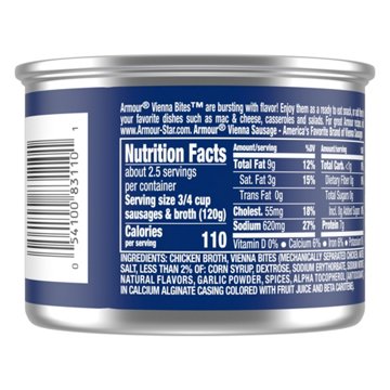 Armour Chicken Vienna Canned Sausage Bites, 10 oz