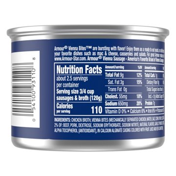 Armour Original Flavor Vienna Sausage Canned Sausage, 10 oz