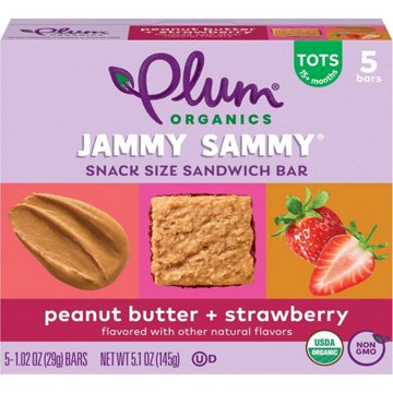 Plum Organics Jammy Sammy Snack Size Sandwich Bar - Peanut Butter & Strawberry, 5 ct