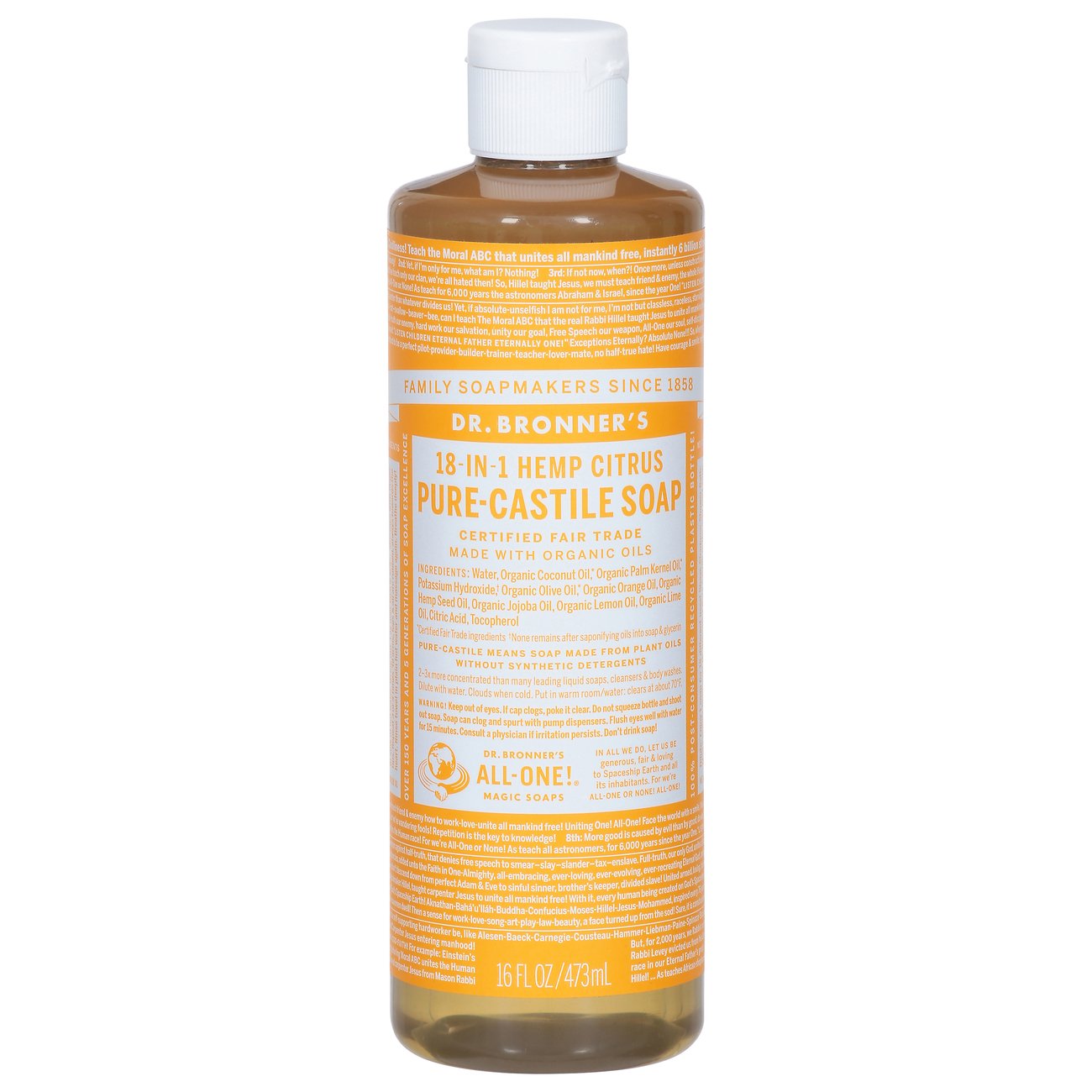 Dr. Bronner's 18in1 PureCastile Soap Hemp Citrus Shop Body wash