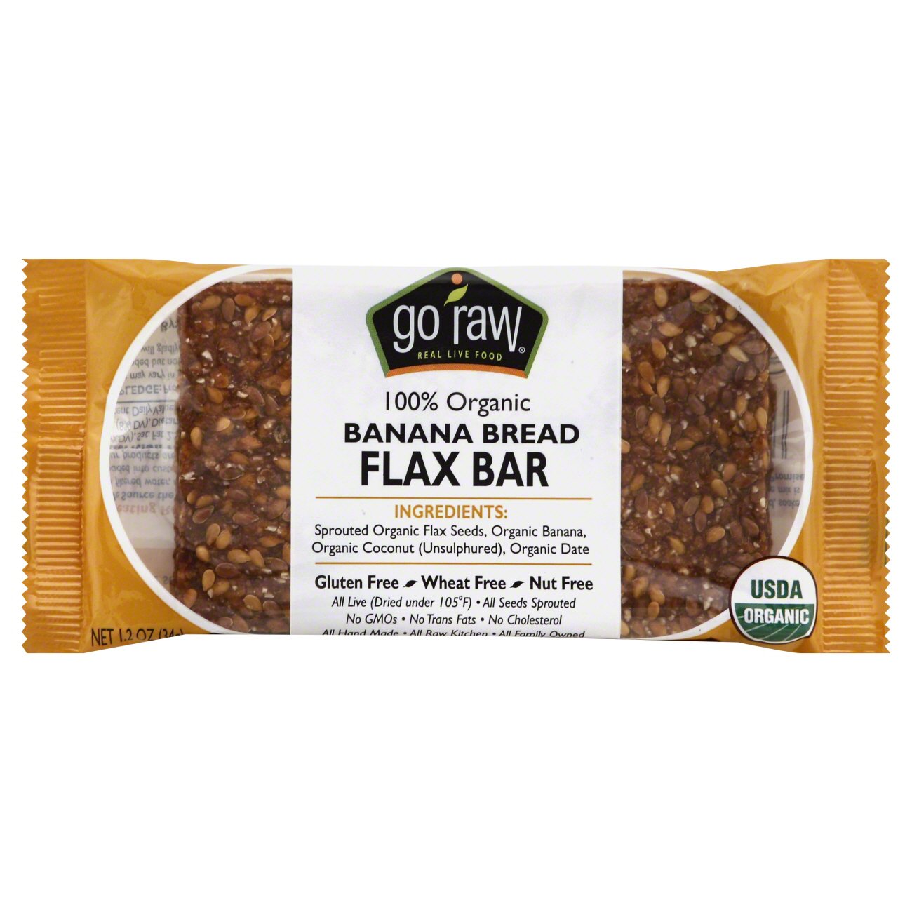 Go Raw 100 Organic Banana Bread Flax Bar Shop Granola & snack bars