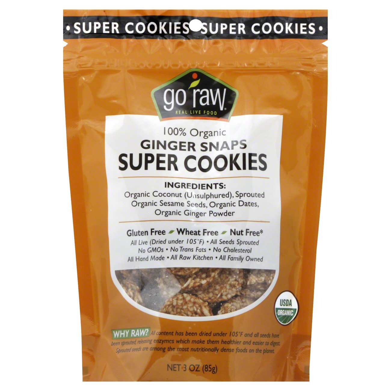 Go Raw Organic Ginger Snaps Super Cookies Shop Cookies at HEB
