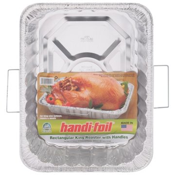 Handi-Foil Rectangular King Roaster Foil Pan with Handles, 17.1" x 12.6" x 2.8"