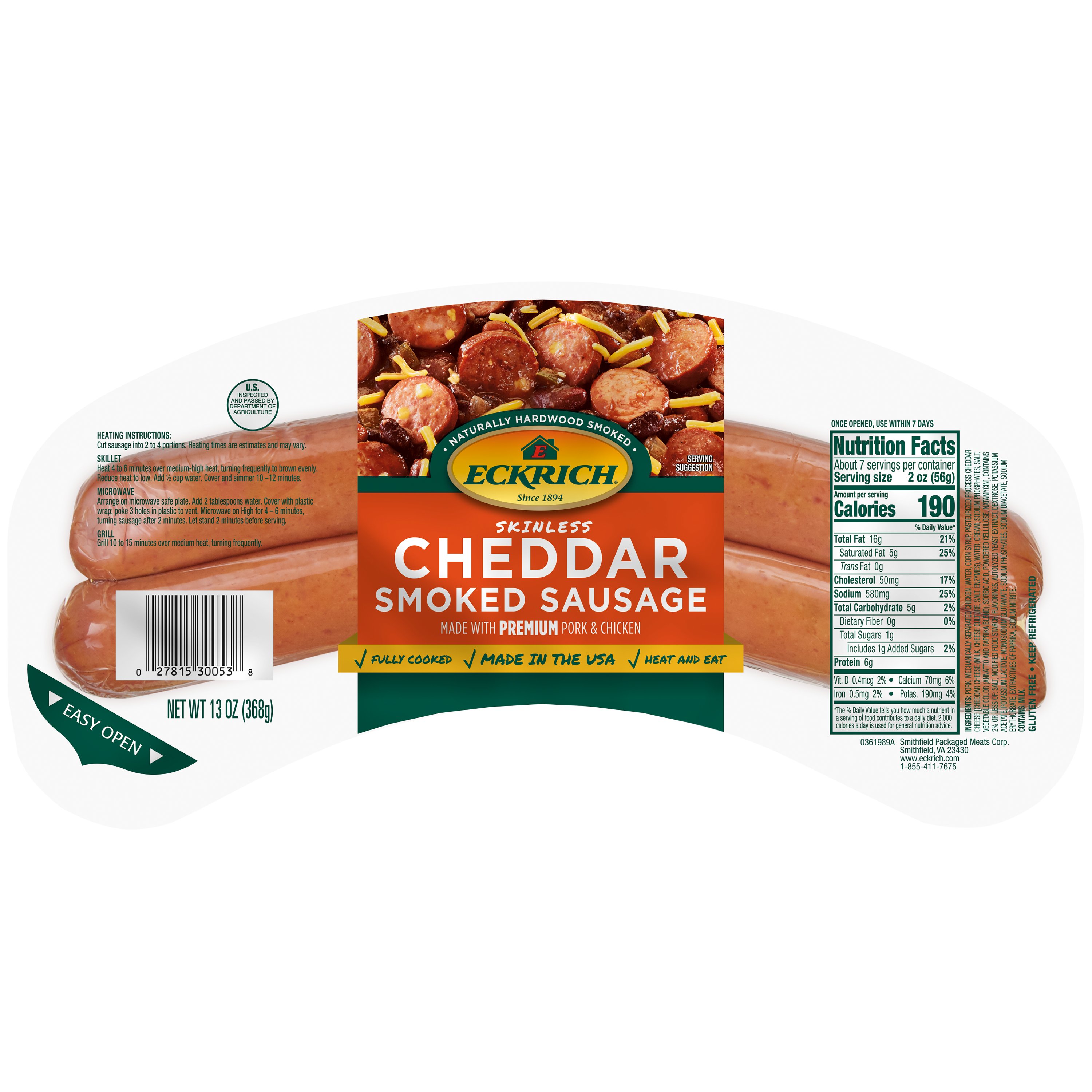 Eckrich Skinless Smoked Sausage Cheddar Shop Meat at HEB