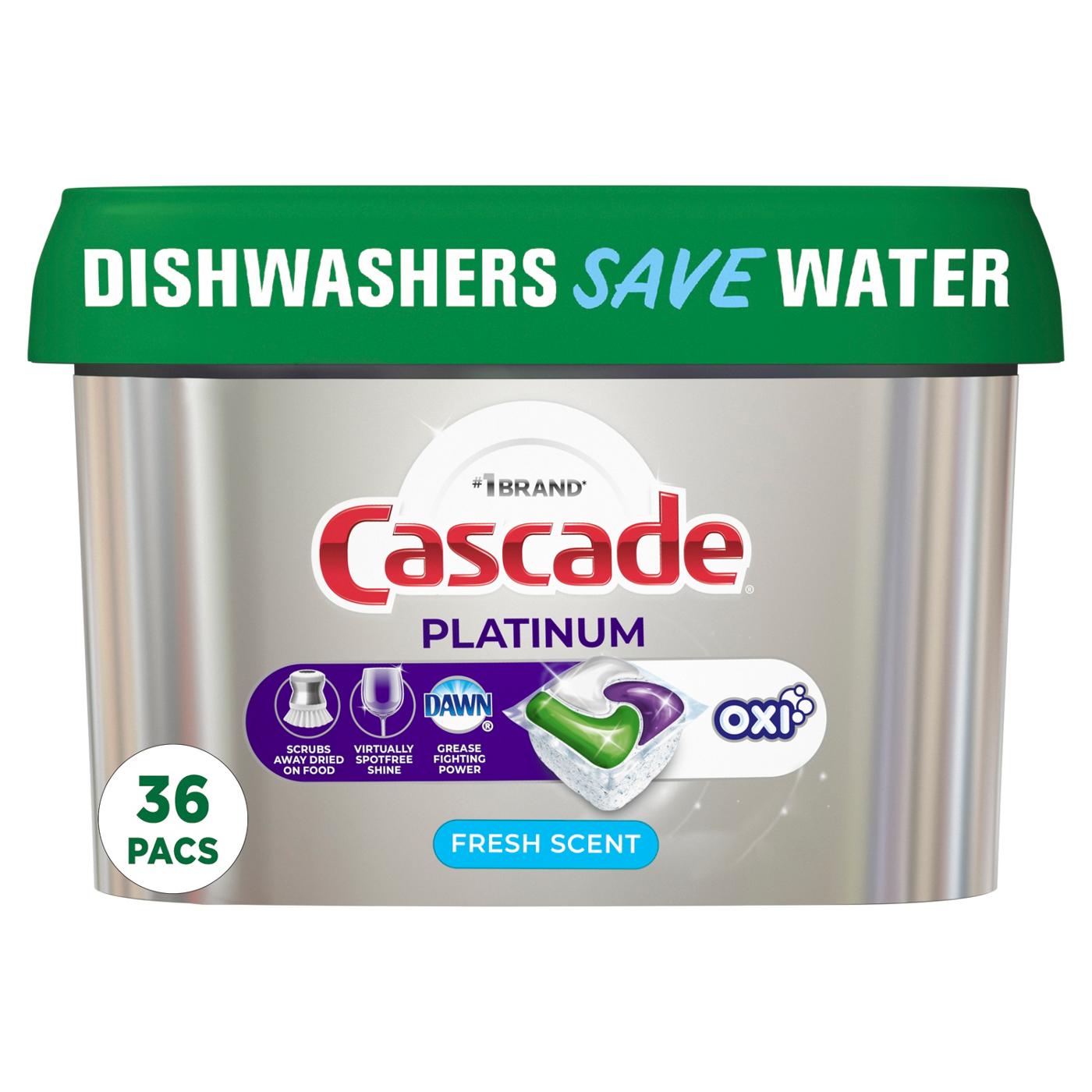 Cascade Platinum Fresh Scent Dishwasher Detergent ActionPacs +Oxi; image 1 of 10