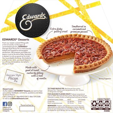 Edwards Premium Desserts Frozen Whole Georgia Style Pecan Pie, 32 oz