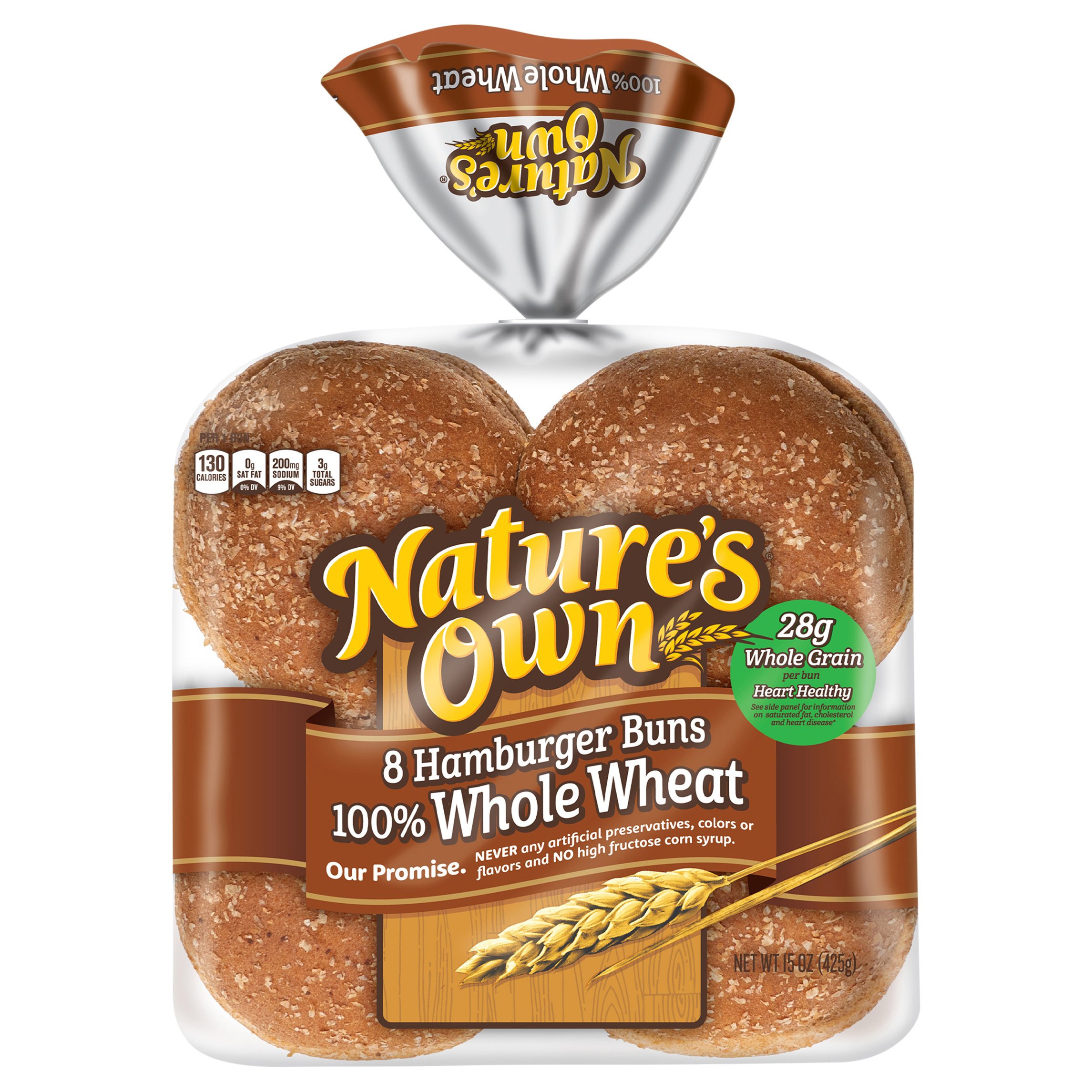 Postkort trend Blive gift Nature's Own 100% Whole Wheat Hamburger Buns - Shop Bread at H-E-B