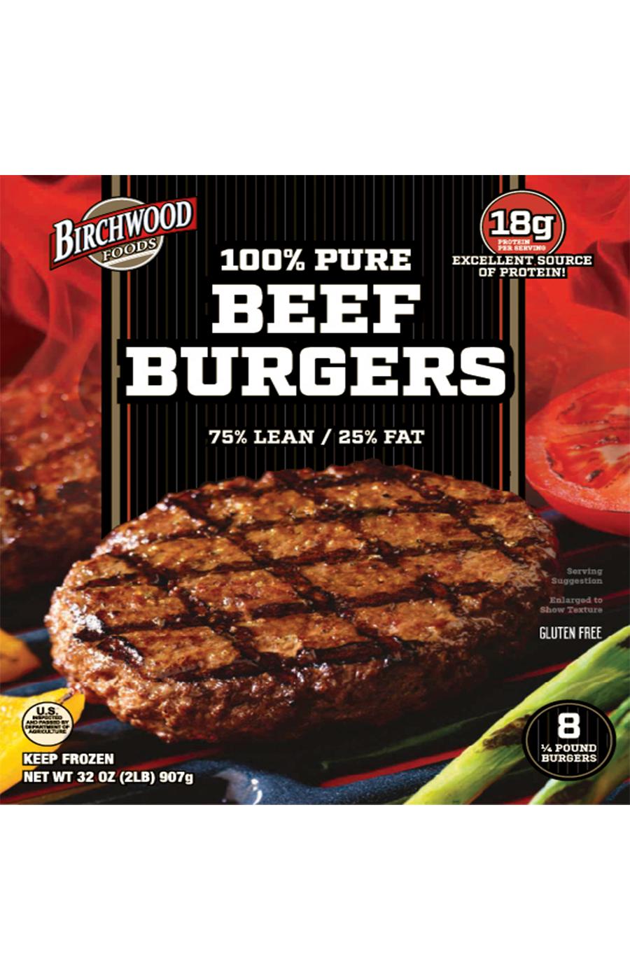 Birchwood Frozen 100% Ground Beef Patties; image 1 of 2