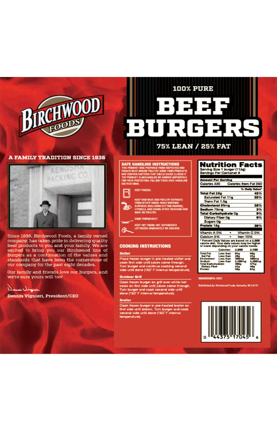 Birchwood Frozen 100% Ground Beef Patties; image 2 of 2