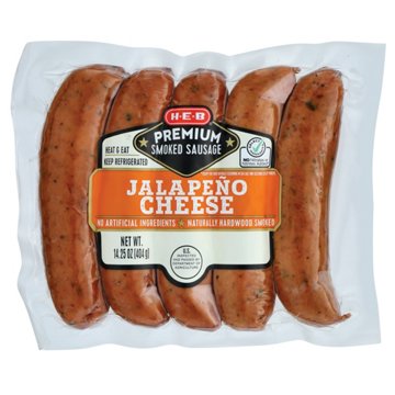 H-E-B Premium Smoked Sausage Links - Jalapeno Cheese, 5 ct