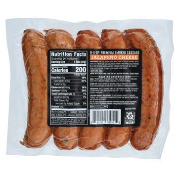 H-E-B Premium Smoked Sausage Links - Jalapeno Cheese, 5 ct