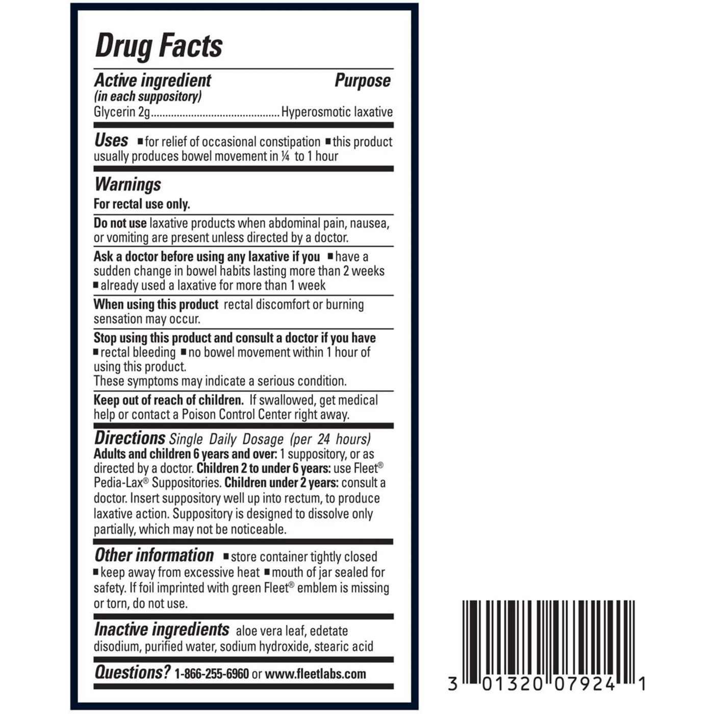 Fleet Laxative Glycerin Suppositories; image 4 of 5