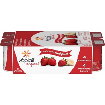 Yoplait Original Low-Fat Strawberry & Strawberry Banana Yogurt, 8 ct