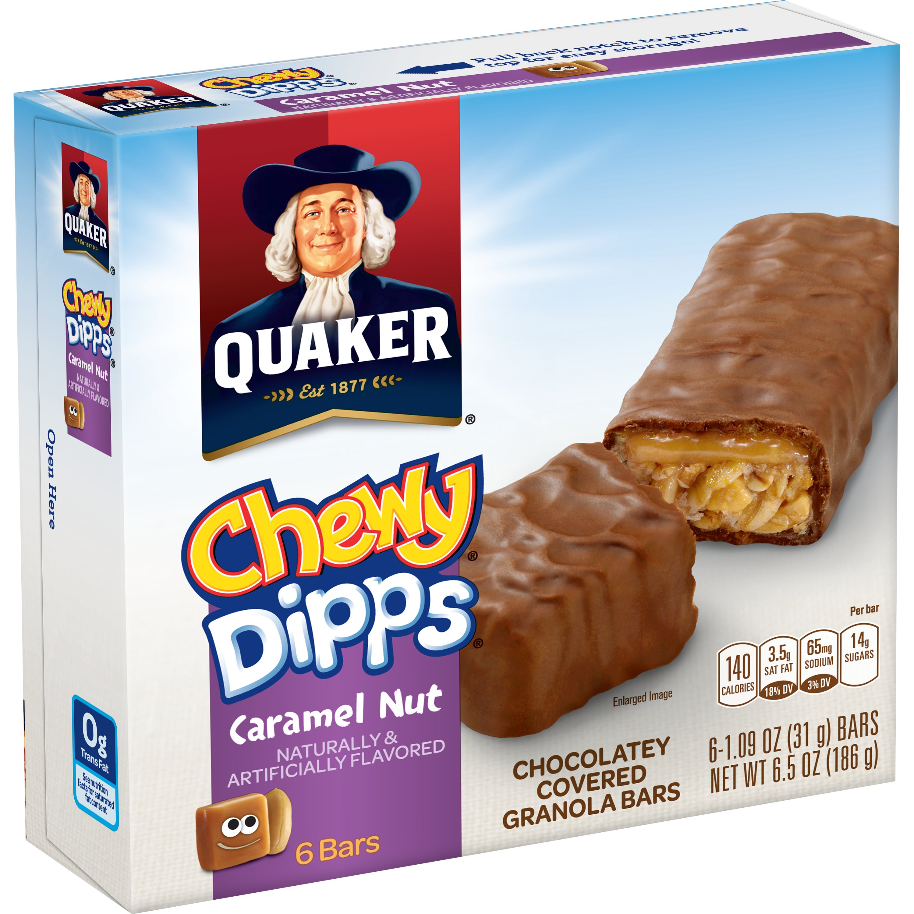 Quaker Chewy Dipps Chocolatey Covered Caramel Nut Granola Bars - Shop ...