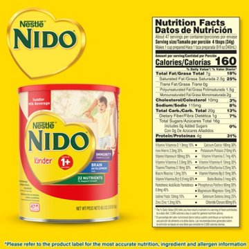 Nido Kinder Toddler Milk Beverage Powder Mix for 1+ Years, 47 Servings