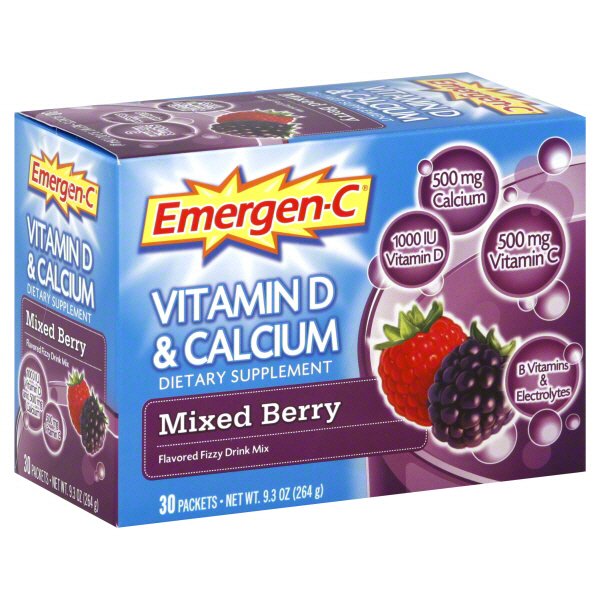 EmergenC Vitamin D & Calcium Mixed Berry Flavored Fizzy Drink Mix