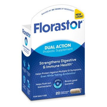 Florastor Dual Action Probiotic Supplement Capsules