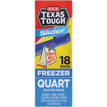 H-E-B Texas Tough Slider Quart Freezer Bags, 18 ct