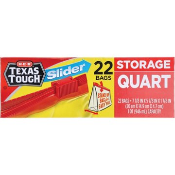 H-E-B Texas Tough Slider Quart Storage Bags, 22 ct