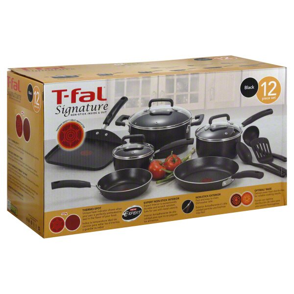 T-fal Signature Non-Stick Black 12 Piece Cookware Set