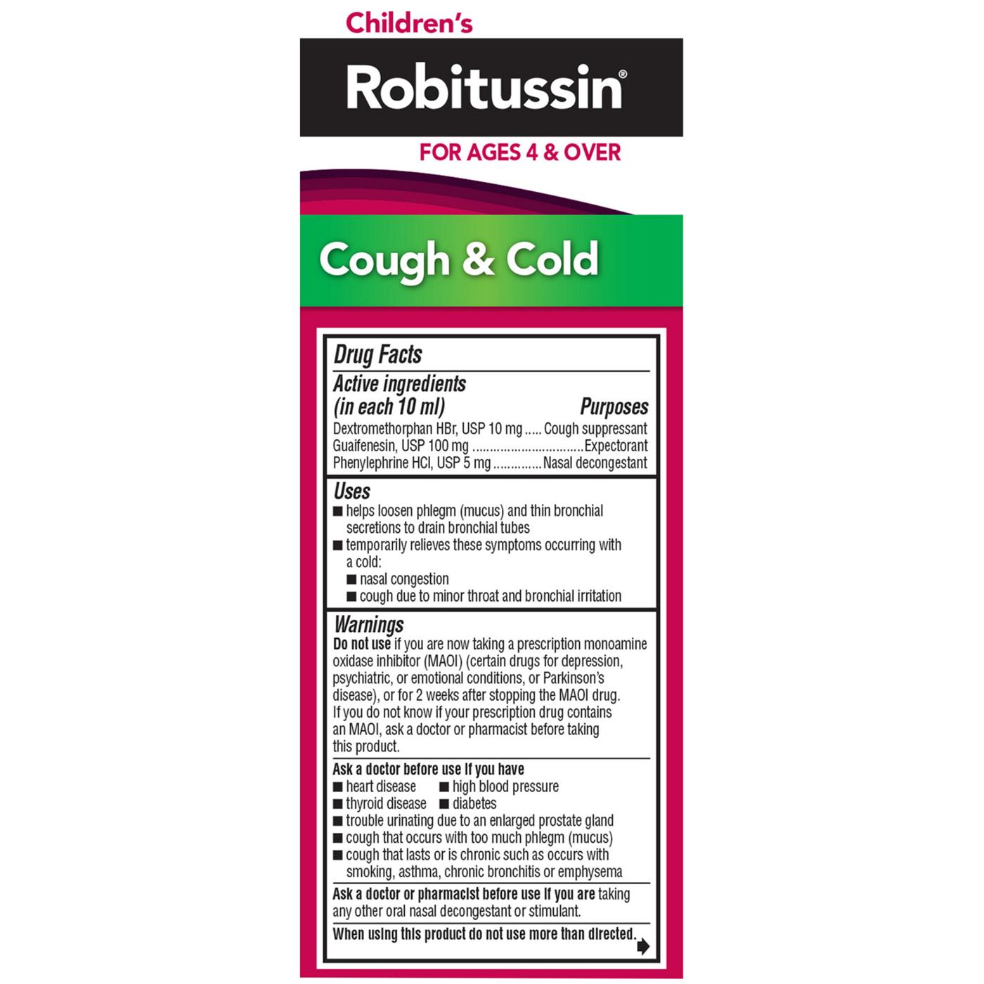 Robitussin Children's Cough & Cold Liquid - Grape; image 2 of 3