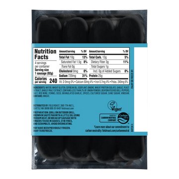 Field Roast Italian Garlic & Fennel Plant-Based Sausages, 4 ct