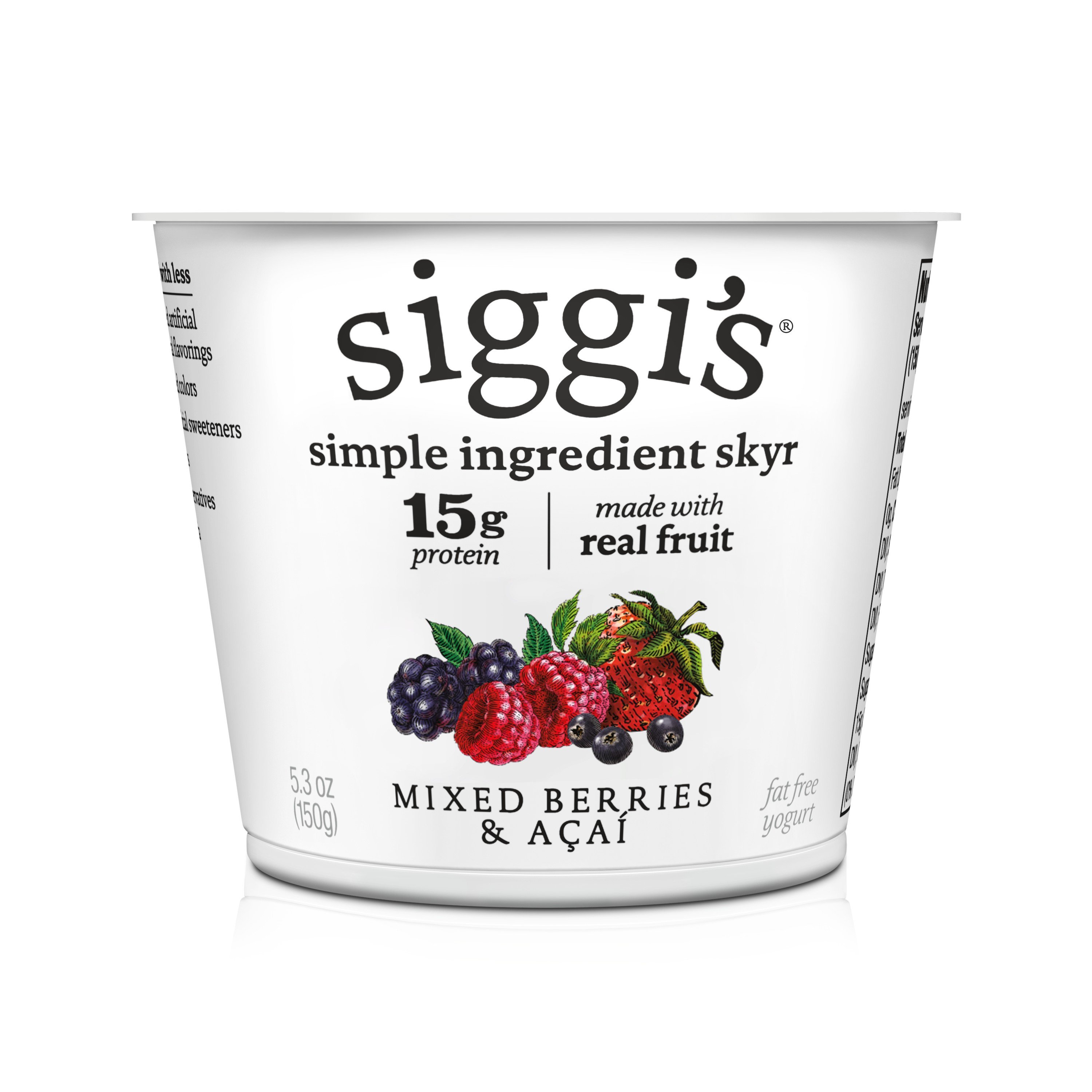 Siggi's 0% Non-Fat Strained Skyr Mixed Berries & Acai Yogurt - Shop ...