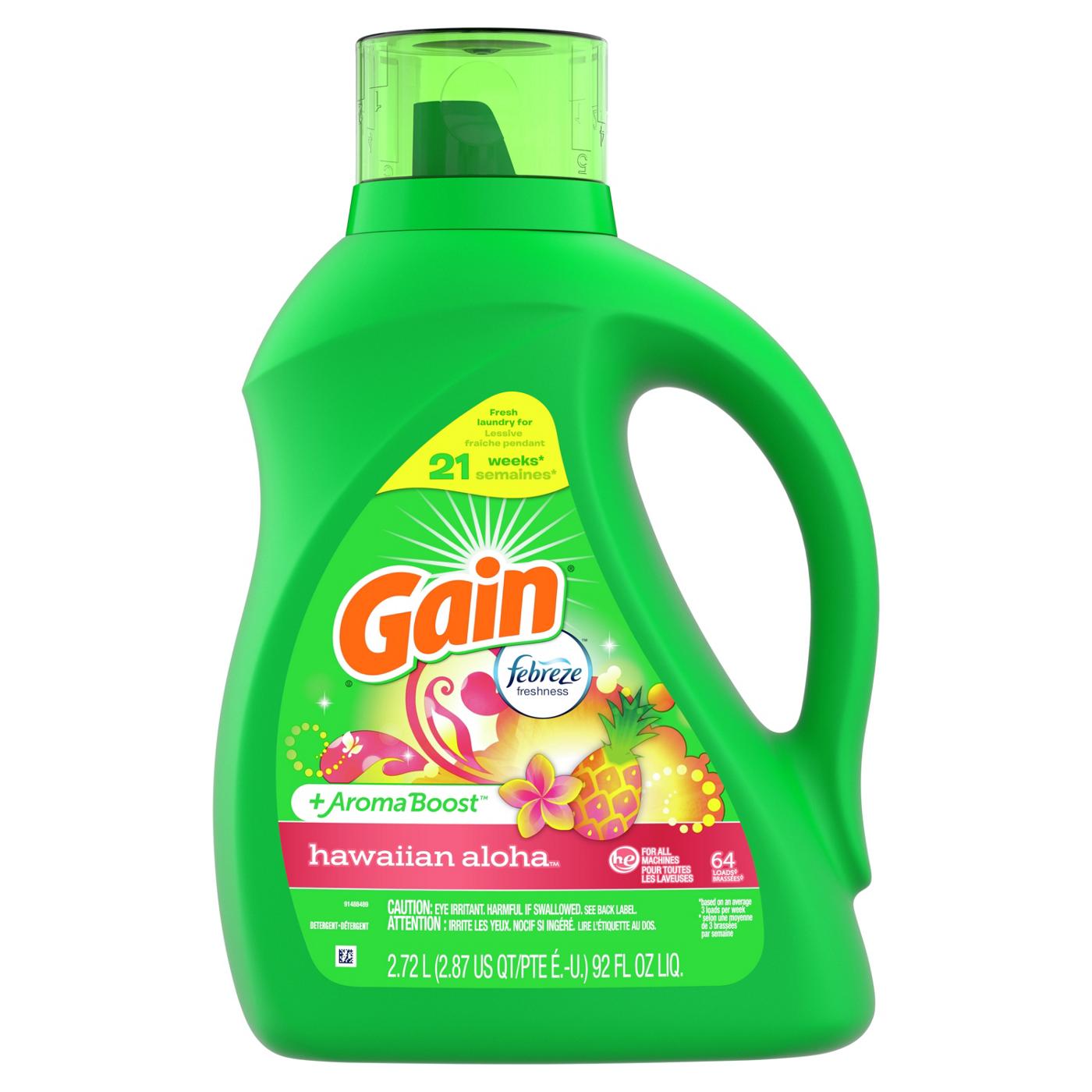 Gain + Aroma Boost HE Liquid Laundry Detergent, 64 Loads - Hawaiian Aloha; image 1 of 2