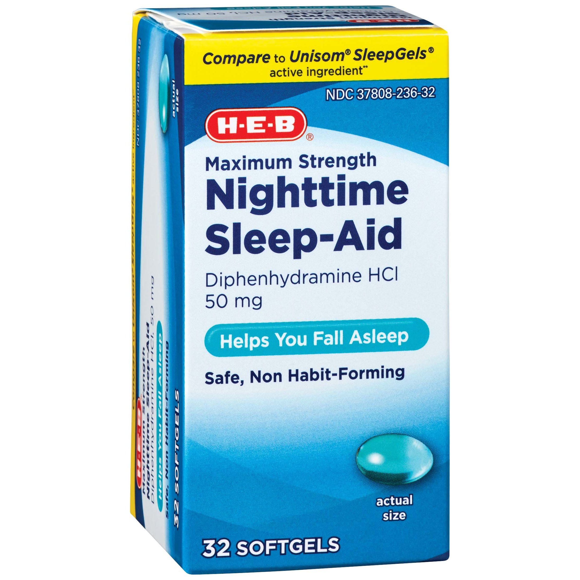 H-E-B Diphenhydramine Nighttime Sleep-Aid Softgels – 50 Mg - Shop Sleep ...