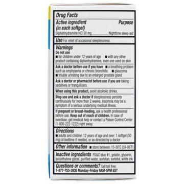 H-E-B Diphenhydramine Nighttime Sleep-Aid Softgels – 50 mg, 32-ct