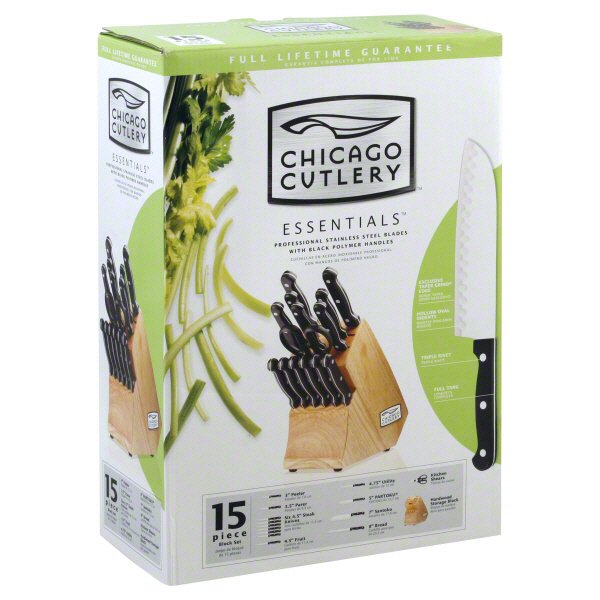 Chicago Cutlery Essentials 15 Piece Stainless Steel Kitchen Knife Set with  Block